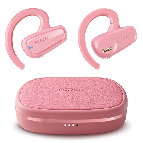 The Next Generation Open Ear Headphones, OpenBuds, True Wireless Earbuds with Earhooks, Bluetooth Workout Headphones, 18 Hours Playtime with Case, IPX7 Waterproof, Pink