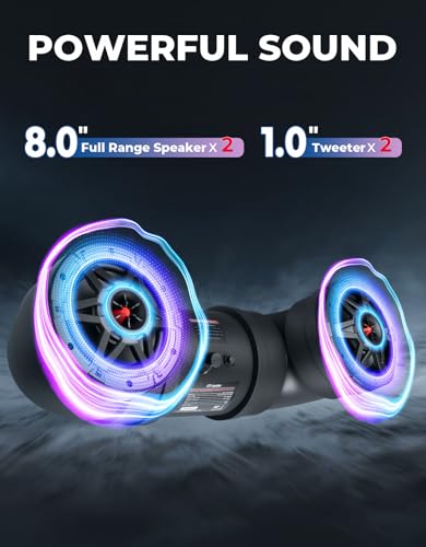 KEMIMOTO ATV Speaker 8 Inch Wireless Audio Streaming ATV UTV Sound Bar | w/ 20 RGB Light Modes, 2X Full Range Speakers 2X Tweeters Boat Sound System Compatible with Polaris Sportman Fourtrax Can Am - size: 8 Inch