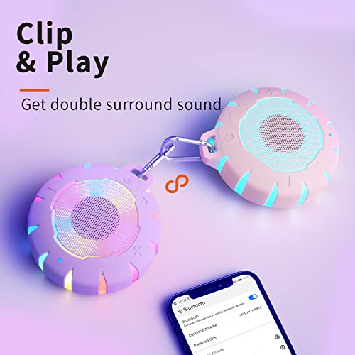 HEYSONG Waterproof Shower Bluetooth Speaker, Durable & Portable with Clear Sound, Ideal for Shower, Pool, Beach & Kayaking – Great Gift for Girls, Women & Men - color: Purple