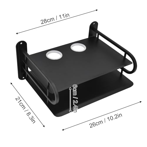 Floating Shelf, Wall Mount Shelf Steel Mount with Cable Management Holes, Space Saving Multimedia Shelf for DVD Player Game