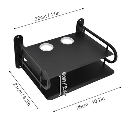 Floating Shelf, Wall Mount Shelf Steel Mount with Cable Management Holes, Space Saving Multimedia Shelf for DVD Player Game