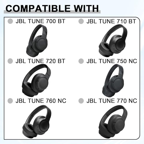 Replacement Ear Pads for JBL Tune 700(700BT)/710(710BT)/720(720BT)/750(750BT,750BTNC)/760(760NC)/770(770NC) Headphones, Headset Ear Cushions, Headset Earpads, Ear Cups Cover-Black - color: Black