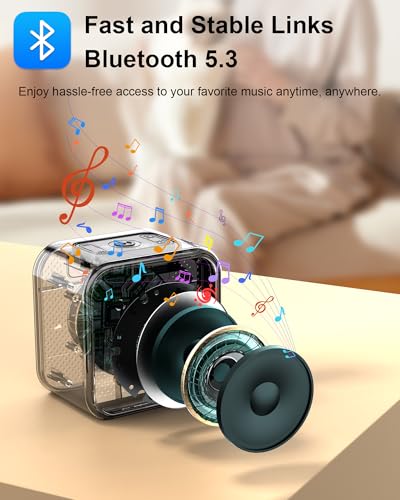 Portable Bluetooth Speaker, Wireless Speaker with Lights, Built-in Mic Bluetooth 5.3, Portable Wireless Up to 10H Playtime, 8W Powerful Crystal Punchy Bass, for Home/Outdoor/Party/Beach, Brown