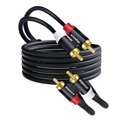 2RCA Audio Video Cable 2RCA Male to 2RCA Male Stereo Audio RCA Cables Dual Shielded Gold-Plated 2 RCA Stereo Cable for car Audio Cord, Hi-Fi Systems or Home Theater (Black, 50FT, 2-RCA) - size: 50FT