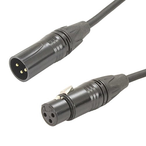 3 pin Male to Female XLR Cable with black Straight connectors (35 FT Foot Feet) - color: Straight-M to Straight-F, size: 035 ft