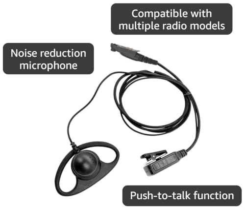 WODASEN Walkie Talkie Earpiece with Mic C-Swivel D-Ring G-Shaped Hook Two Way Radio Headset for Ailunce HD1 HD2 HA1G GP328plus EX500 RT47 RT47V RT48 RT29 NR30 RB23 Radios (D-Ring) - style: D-ring