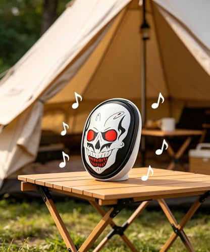 Portable Bluetooth Speaker, 5W Loud Stereo Sound, Horror Ghost LED Speaker | Halloween Skull Speaker with Flash Lights, Mini Wireless Speaker, TWS Pairing, Support TF Card, USB Cable for Party Holiday
