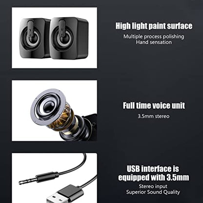 Mini Computer Speaker Stereo Less Distortion USB Powered Wired Small Speaker for for Desktop PC Laptop,Laptop Desktop Gaming Stereo Speaker Computer Speakers