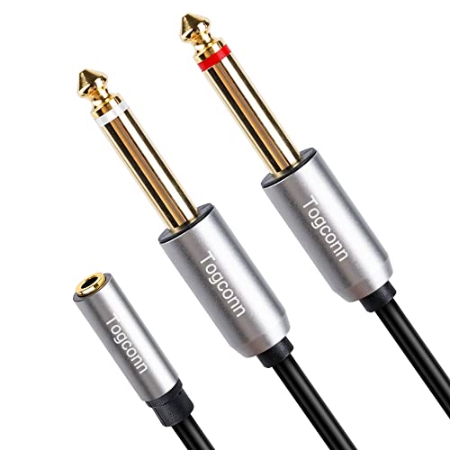 3.5mm to Dual 6.35mm Y-Adapter Splitter 0.6 Feet,3.5mm 1/8 Inch TRS Stereo Female to 2 X 6.35mm 1/4 Inch TS Mono Male Y Splitter Audio Cord Converter Connector for Phone, PC, Computer Sound Card-2Pack - size: 2 Pack, style: 3.5(female) to dual 6.35(male)