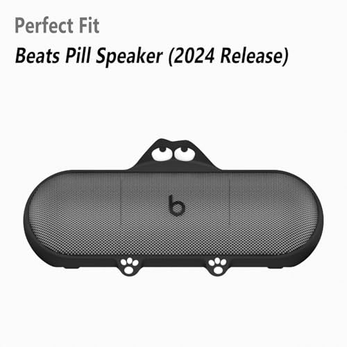Geiomoo Silicone Case for Beats Pill (2024 Release) Speaker, Protective Portable Scratch Shock Resistant Cover (Black) - color: Black