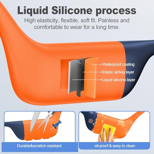 Swimming Bone Conduction Headphones,Waterproof IP68,Bluetooth 5.4, Built-in 32GB TF Swimming Headphones Underwater Music Player (Orange) - color: Orange
