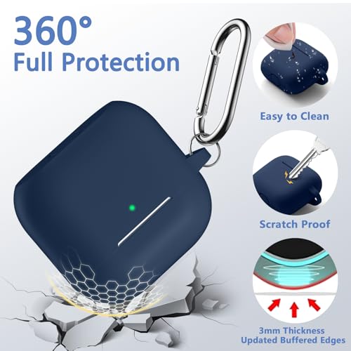 for Airpods 4th Generation Case Cover(2024),Soft Silicone Full Protective Case for AirPods 4 Case with Keychain & Cleaner Kit,Compatible with Apple Airpods 4 for Women,Men（Darkblue） - color: Darkblue
