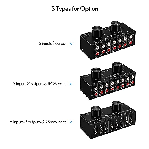 6-In-1-Out Audio Switcher Audio Signal Selector Box Splitter Distributor with Control RCA Jacks