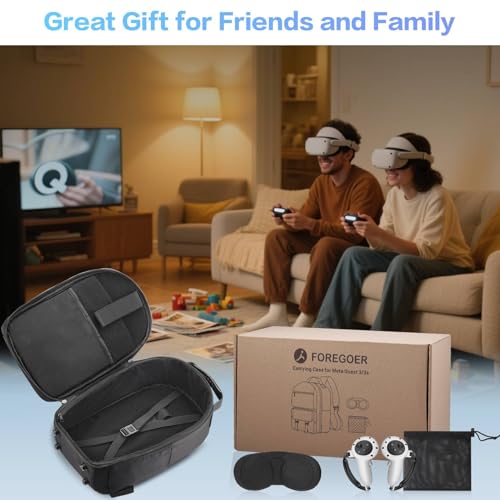 FOREGOER Hard Carrying Case Compatible with VR Headsets Virtual Reality and Touch Controllers Accessories, Large Portable Protection Backpack for Travel and Home Storage.