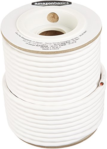 Amazon Basics 14-Gauge Audio Speaker Wire Cable for Audio Applications, 99.9% Oxygen-Free Copper, Color Coded, Insulated Jacket, 100-Foot, White - size: 100-Foot, style: 14-Gauge