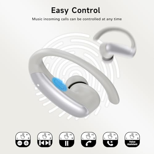 Wireless Ear Buds,Bluetooth Headphones with ENC Noise Cancelling,50H Playtime Earphones with LED Power Display,IPX4 Waterproof in-Ear Earbuds for Sports/Workout,Smartphone Laptop(Silver Gray) - color: Silver Gray