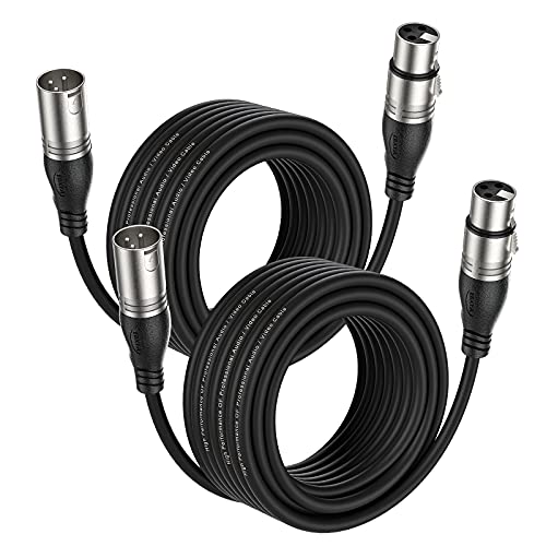 EBXYA XLR Cable 25ft 2 Packs Microphone Cable with 3-Pin XLR Male to Female | Balanced, Professional Shielded, for Mic, Mixer, Speaker Systems, Radio Station and Podcast, Black - color: Black, size: 25 Feet-2 Pack
