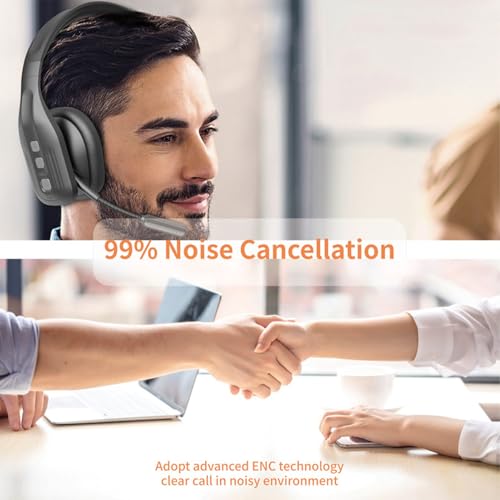 Trucker Bluetooth Headset, AI Noise Canceling Microphone 36 Hours Talk Time 60 Hours Playback Bluetooth 5.3 Multipoint Connection, with 270 Rotatable Mic and One Key Mute, for