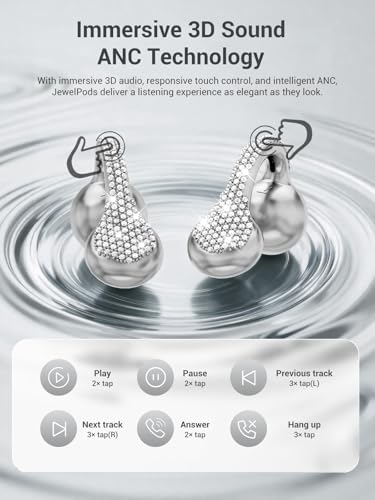 JewelPods C01 Pro Open Ear Headphones, SLV | Luxury Jewelry, Wireless Earbuds - color: SLV *