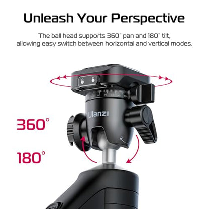 ULANZI TT38 One-Click Opening Vlogging Tripod w Uka F38 Quick-Release | One-Click Open, UKA F38 Quick Release, Cold Shoe, Panoramic Ball Head, Hidden Hook, for Sony Canon Nikon Fujifilm - color: TT38 Tripod