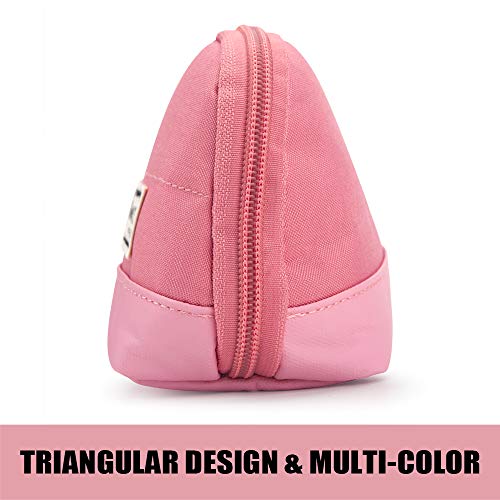Sooez Wide-Opening Pencil Pen Case, Lightweight & Spacious Pencil Pouch Zipper Stationery Bag, Aesthetic Supply with Triangular Design for Adults, Pink - color: Pink