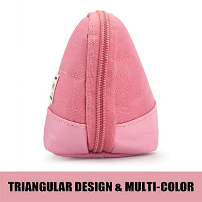 Sooez Wide-Opening Pencil Pen Case, Lightweight & Spacious Pencil Pouch Zipper Stationery Bag, Aesthetic Supply with Triangular Design for Adults, Pink - color: Pink