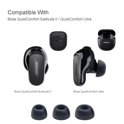 Klowcok Foam Eartips for Bose QuietComfort Ultra/Earbuds II/Bundle, Medium | Earbuds Tips Replacement, Comfort Fit, 3 Pairs, Black - size: Medium