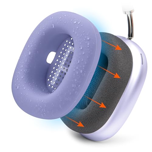 WC SweatZ Max - Patented Silicone Sweat Covers for AirPods Max 1 | Made by Wicked Cushions | (Does Not Fit AirPods Max 2). Sweatproof, Full Earpad Protection | Purple - color: Purple