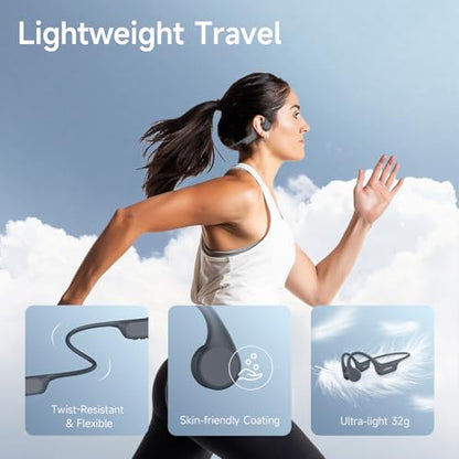LOBKIN Bone Conduction Swimming Headphones IP68 Waterproof MP3 32G Memory | Bluetooth 5.4, 10 Hours Playtime, Secure Fit, Underwater Open Ear Earbuds for Surfing, Running, Cycling