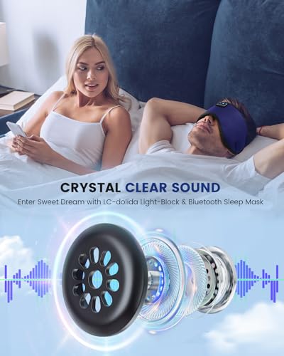 LC-dolida Sleep Headphones, Sleep Mask Bluetooth Wireless Music Eye Mask, Sleeping Headphones for Side Sleepers Sleep Mask with Bluetooth Headphones Ultra-Thin Stereo Speakers Perfect for Sleeping - color: Light Blue