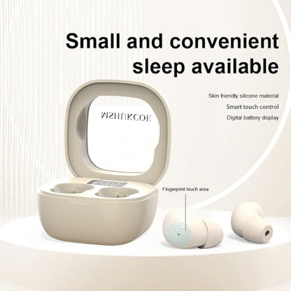 SK19 Sleep Earbuds for Side Sleepers,Invisible Smallest Wireless Bluetooth Earphones,Hidden Headset for Small Ears,Earbuds with Mic for Phone（Khaki） - color: Khaki