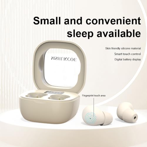 SK19 Sleep Earbuds for Side Sleepers,Invisible Smallest Wireless Bluetooth Earphones,Hidden Headset for Small Ears,Earbuds with Mic for Phone（White） - color: White