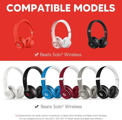 Beats Solo 3 Ear Pads Replacement, BUTIAO Soft Protein Leather Memory Foam Headphone Earpads Ear Cushions Pad for Beats by Dre Solo 3 Wireless & Solo 2 Wireless Over Ear Headsets (Black) - color: Black