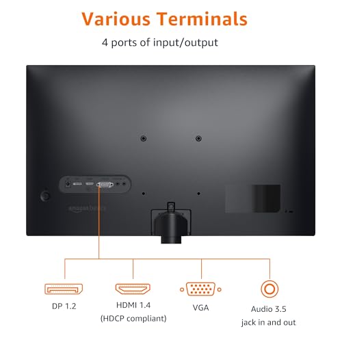 Amazon Basics 24 Inch (23.8 inch viewable) Monitor, FHD 1080P, Max 100Hz, VESA Compatible, Built-in Speakers, Black - size: 23.8 inch viewable, style: 100Hz