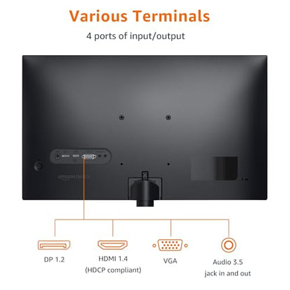 Amazon Basics 24 Inch (23.8 inch viewable) Monitor, FHD 1080P, Max 100Hz, VESA Compatible, Built-in Speakers, Black - size: 23.8 inch viewable, style: 100Hz