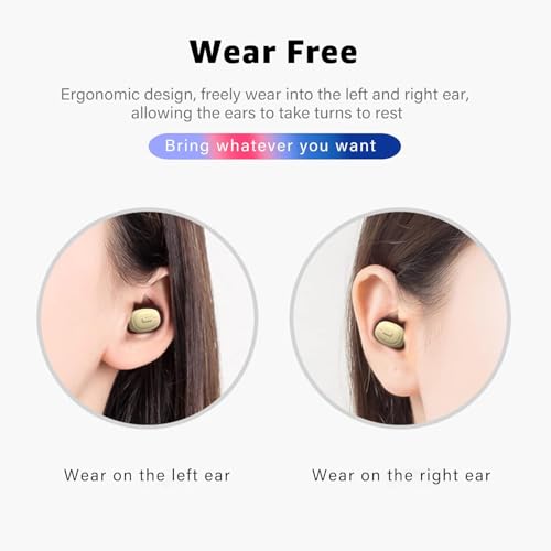 Single Bluetooth Wireless Earbud, Mini Invisible in-Ear Wireless Bluetooth Headphone 12 Hours Super Long Battery Life Suitable for Sports Work and Sleep- Beige - color: Beige