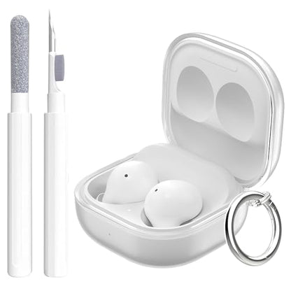 Aircawin Clear Case for Samsung Galaxy Buds - FE 2023, 2 Pro 2022, 2 2021, Pro 2021, Live 2020 - Keychain & Cleaning Pen Included - color: Pure, size: Samsung Galaxy Buds FE/Buds 2/Pro/2 Pro/Bud Live