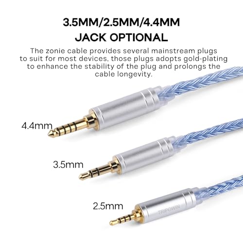 Linsoul Tripowin Zonie 16 Core SilverPlated IEM Cable, Recessed 2pin, 3.5mm - color: Blue
