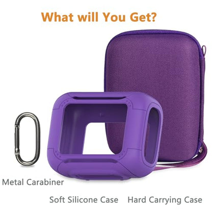 Protective Case for JBL Go 5 Portable Bluetooth Speaker | Accessories Hard Carrying Case and Silicone Cover with Metal Carabiner (Purple Case) - color: Purple Case