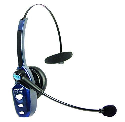 BlueParrott B250-XTS Mono Bluetooth Wireless Headphones 91% Noise Canceling Over Head Trucker Headset with Mic, Lightweight Design with Adjustable Headband, 20 hrs. Talk Time, Blue (Renewed)