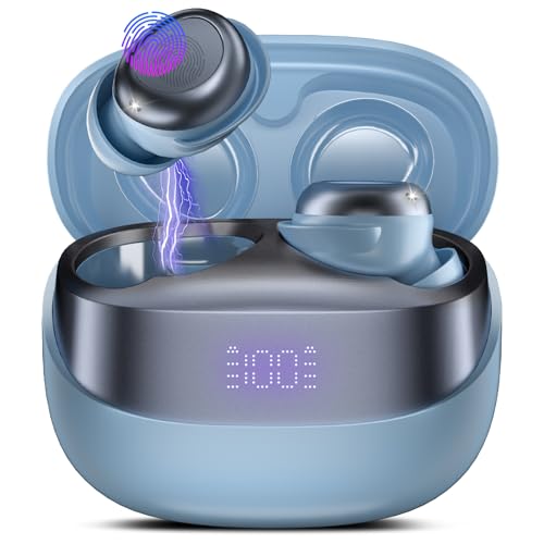 Sleep Earbuds Bluetooth 5.4 in Ear Light-Weight Headphones, Mini Sleep Headphones Small Design for Side Sleepers, 47H Playtime with Charging Case, Clear Calls Earphones, Haze Blue