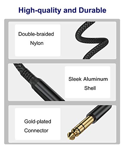 RUXELY Straight 6.35mm TRS Instrument Cable 30FT 2-Pack and Angle 6.35mm TRS Instrument Cable 30FT 2-Pack