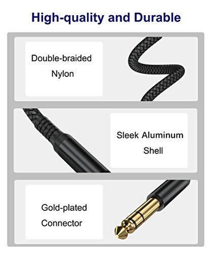 RUXELY Straight 6.35mm TRS Instrument Cable 30FT 2-Pack and Angle 6.35mm TRS Instrument Cable 30FT 2-Pack