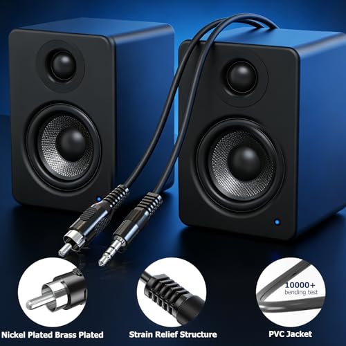 RCA to 3.5mm Mono, 2 Pack 6ft 3.5mm 1/8 inch Mono Male Plug to RCA Male Audio Cable Adapter, for Speakers, Subwoofer - size: 2 Pack