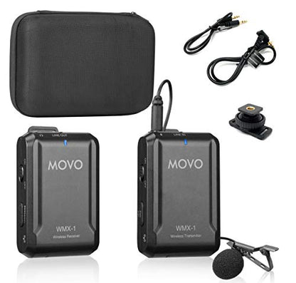 Movo WMX-1 2.4GHz Wireless Lavalier Microphone System Compatible with DSLR Cameras, Camcorders, iPhone, Android Smartphones, and Tablets (200' ft Audio Range) - style: 1 Transmitter
