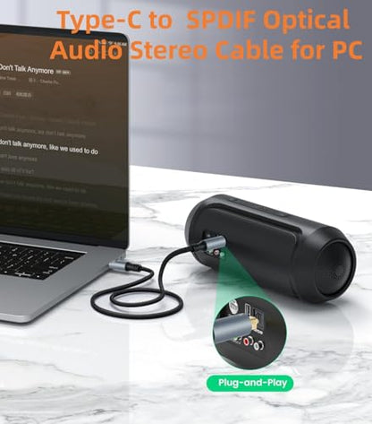 USB C to Toslink Optical Audio Cable, Unidirectional USB C to SPDIF Port Male Digital Optic Stereo Audio Cord for Smartphone, Tablet, Laptop, TV/Soundbar, Sony PS5,Speakers & Home Theater Systems-10FT - size: 10FT