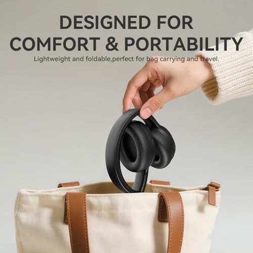 Bluetooth Headphones Over Ear, 40 Hours Playtime Wireless Headphones with Microphone,5.3 Bluetooth, HiFi Stereo Foldable Lightweight Headset, for Travel Work Cellphone(Black)