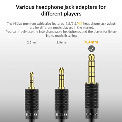Hidizs BL4.4 Replacement Audio Upgrade Cable, Detachable Earphone Cable 4.4mm Plug Headphone Balanced Cord- 2 Pin 0.78mm IEM Cable for MS4 MS2 MS1 KZ ES4 ZSR ZST ZSR ED16 ZS10 Headphones (4.4mm) - size: 4.4MM