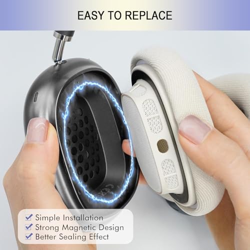 Upgraded Ear Cushions for Apple AirPods Max, Mesh Ear Pads Replacement | Air Pods 1 & 2 Over-Ear Headphones Ear Cups with Original Silicone Design (Starlight) - color: Starlight
