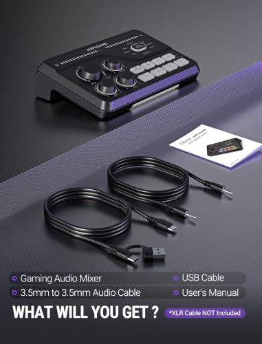FIFINE SC8 Gaming Audio Mixer for Live Streaming with 7.1ch Surround sound | For PC,RGB,Headphone Preamp,Mute Button,Volume Control,Optical Input,48V Phantom Power,3 EQ Modes,Game Chat Volume Balacnce